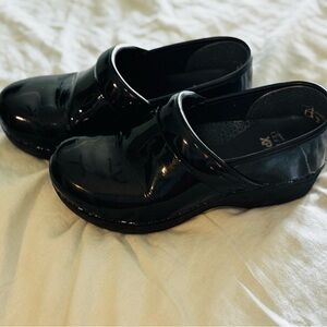 Dansko Black Patent Leather Clogs
